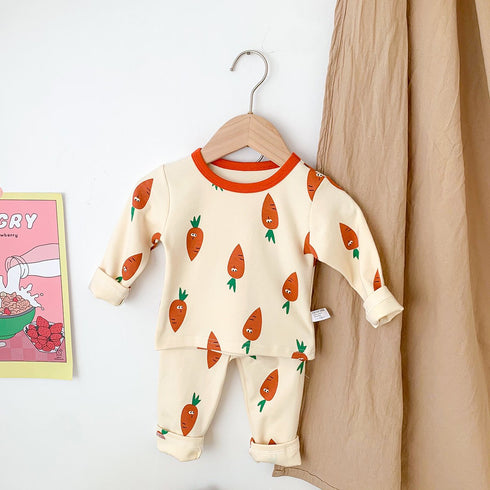 Printed Crewneck Home Wear Suit Cotton Underwear Two-Piece Set
